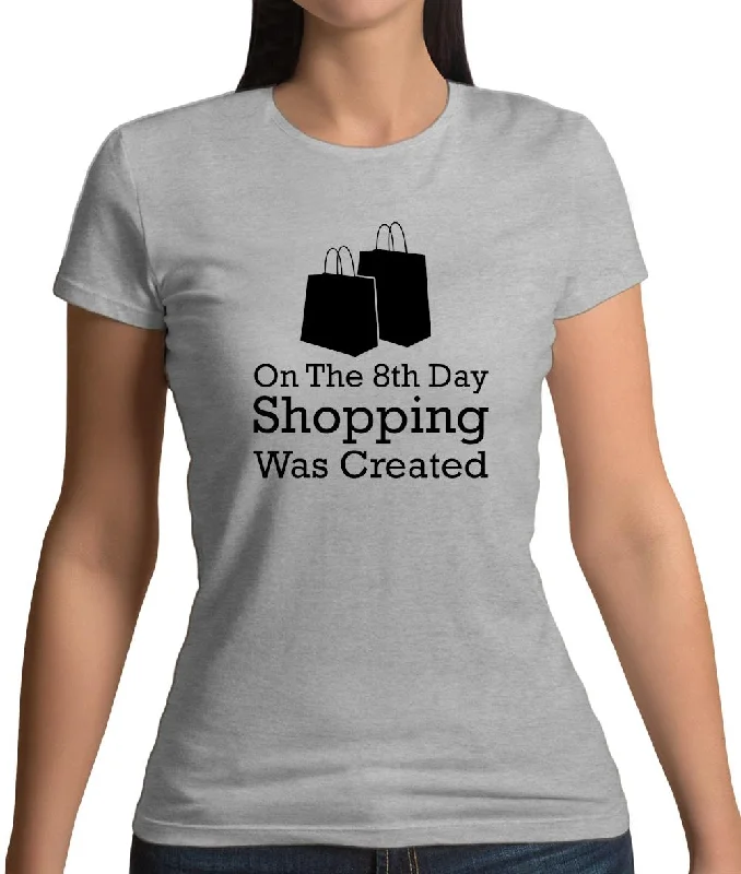 On The 8th Day Shopping Was Created Womens T-Shirt V-Neck T-Shirt Long Sleeve Cotton