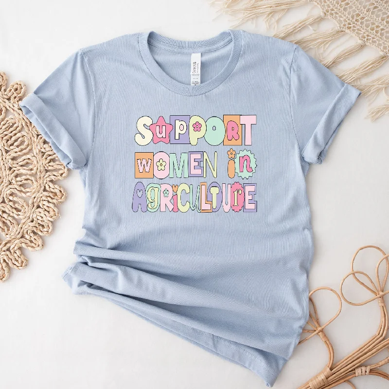 Pastel Support Women In Agriculture T-Shirt (XS-4XL) - Multiple Colors! Hooded Caped Shawl Collar