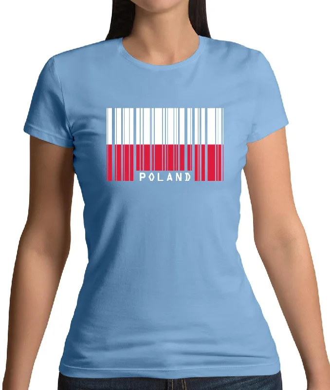 Poland Barcode Style Flag Womens T-Shirt Fleece Nylon Spandex