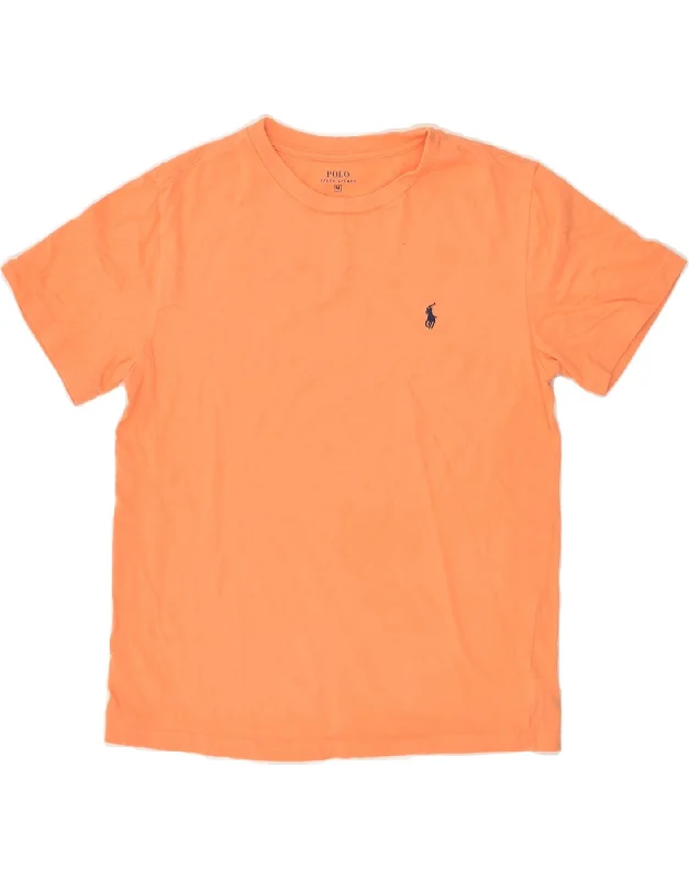 POLO RALPH LAUREN Womens T-Shirt Top UK 12 Medium Orange Cotton Anti-Shrink Durable Soft