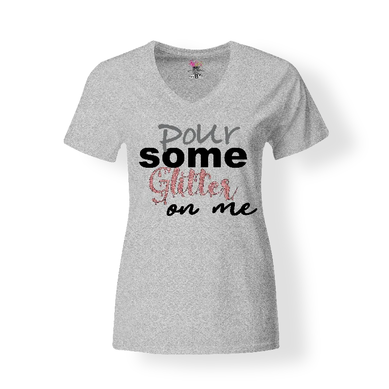 Pour Some Glitter on Me T-Shirt Basic T-Shirt Crew Neck Short Sleeve