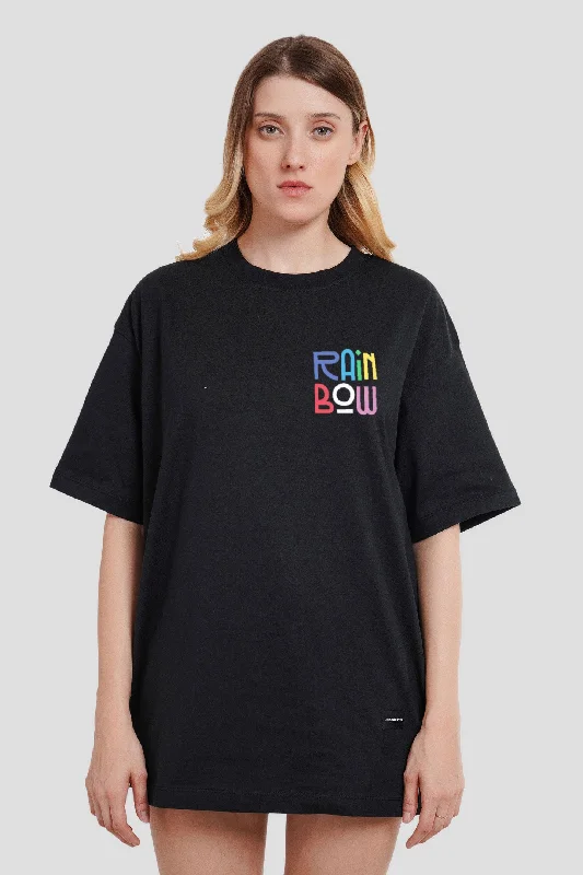 Rainbow Black Printed T-Shirt Women Oversized Fit Nylon Fabric Polyester Fabric Spandex Fabric