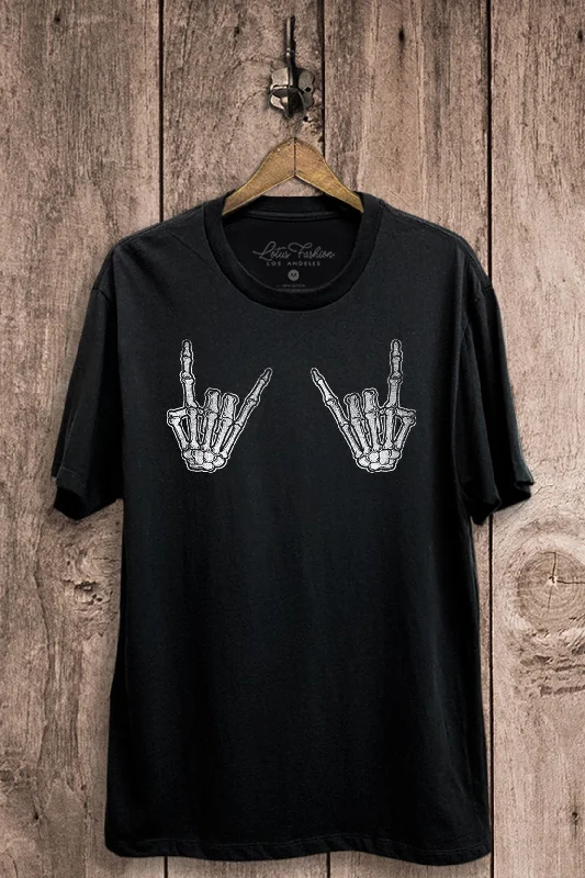 Rock On Bones Jersey Tee Spandex Blend Rayon Blend Denim Blend