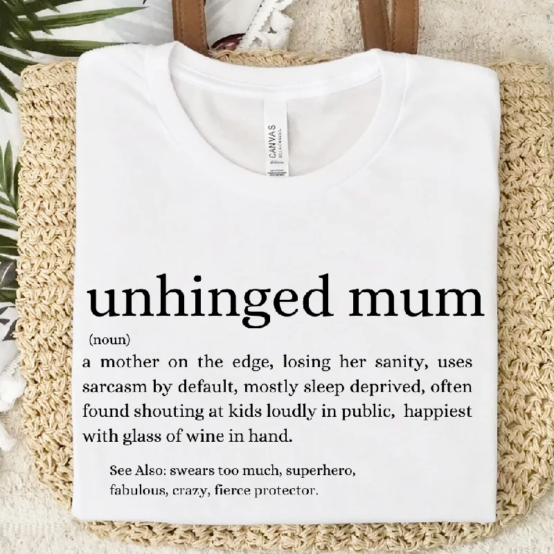 Unhinged Mum Definition T-Shirt Collared T-Shirt Boat Neck A-Line