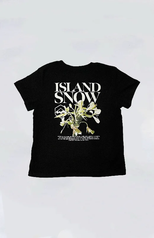 Island Snow Hawaii - Women's IS White Ginger Boyfriend Tee Fashionable Trendy Casual