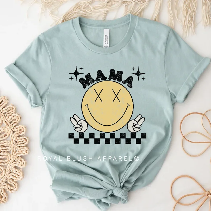 Yellow Smiley Mama Relaxed Unisex T-shirt Front Pockets Side Pockets Patch Pockets