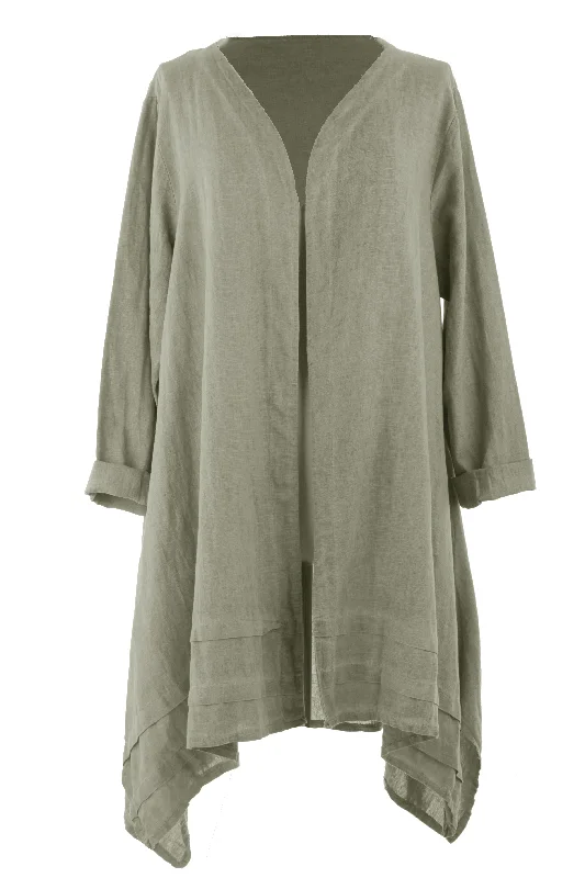 2 Pocket Asymmetric Linen Jacket Oversized Jacket Tailored Jacket Straight Jacket