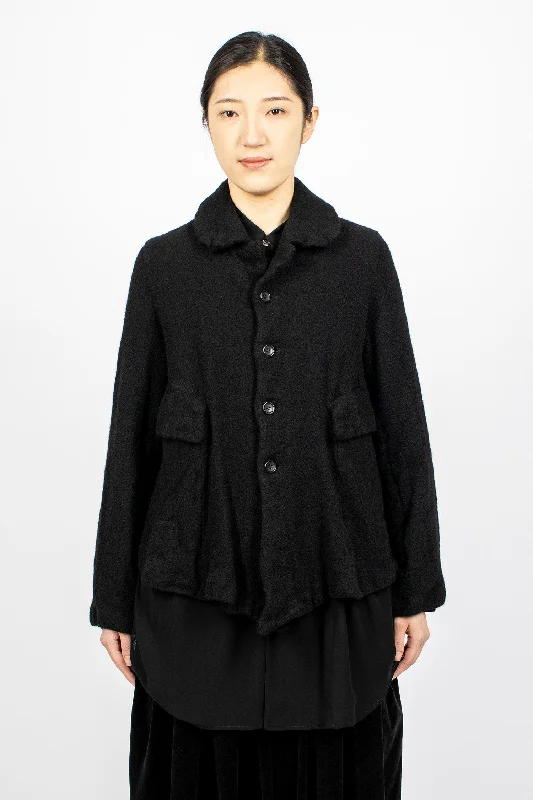 A-line Wool Jacket Black Fleece Jacket Down Jacket Feather Jacket