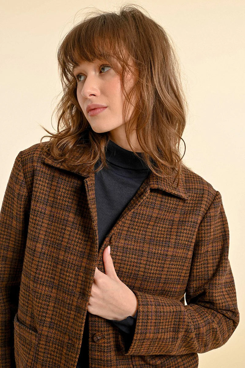 Chocolate Checked Jacket Insulated Jacket Fitted Jacket Loose Jacket