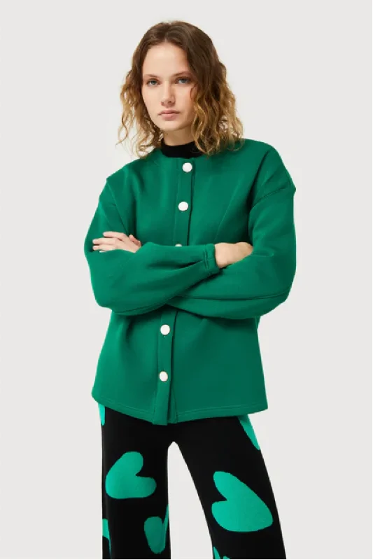 Green neoprene jacket Zippered Front Buttoned Front Snap Front