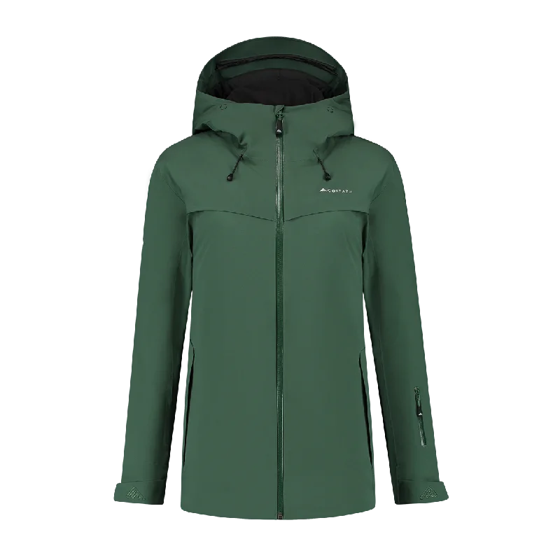 Insulated Hardshell Jacket Dark Green | Women Welt Pockets Slit Pockets Flap Pockets