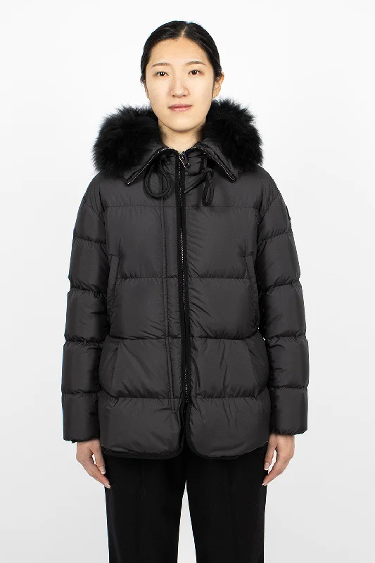 Locustelle Short Down Jacket Black Front Pockets Side Pockets Patch Pockets