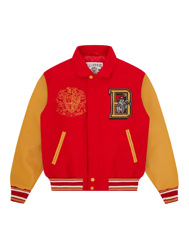 Mascot Varsity Jacket Boat Neck Shawl Collar Notched Collar