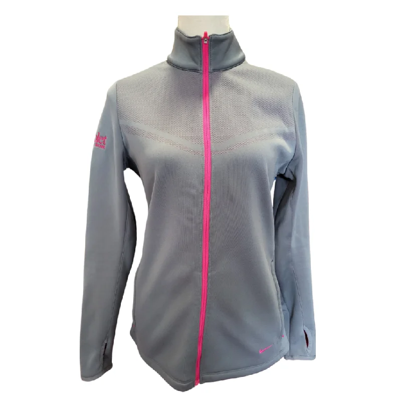 Nike Golf Dri-Fit Full Zip Gray & Pink Jacket Size M Fleece Fabric Down Fabric Feather Fabric