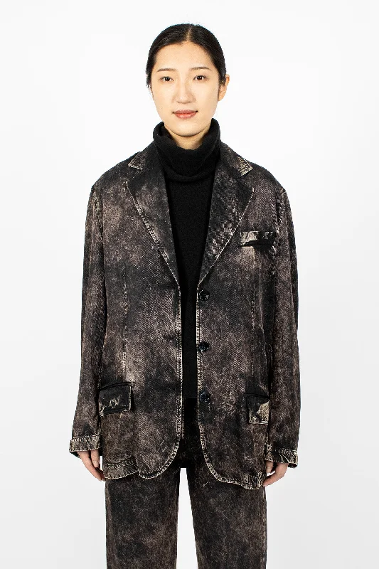 Printed Single Breasted Jacket Black/Beige Collared Jacket Crew Neck Jacket Turtle Neck Jacket