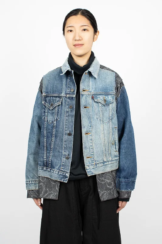 Rebuild Jean Jacket Indigo Zippered Front Buttoned Front Snap Front