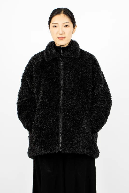 S.C. Faux Fur Jacket Black Trench Coat Raincoat Waterproof Jacket