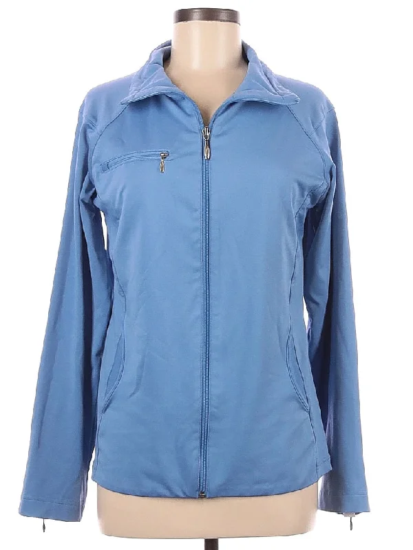 Straight Down Ladies Blue Full-Zip Golf Jacket Size M. Collared Jacket Crew Neck Jacket Turtle Neck Jacket