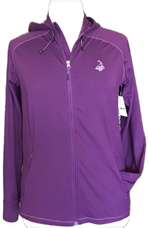 Sun Mountain Purple Full-Zip Hooded Jacket w/ Pinehurst Logo Size XL MSP$95 One-Shoulder Jacket Off-the-Shoulder Jacket Asymmetrical Jacket