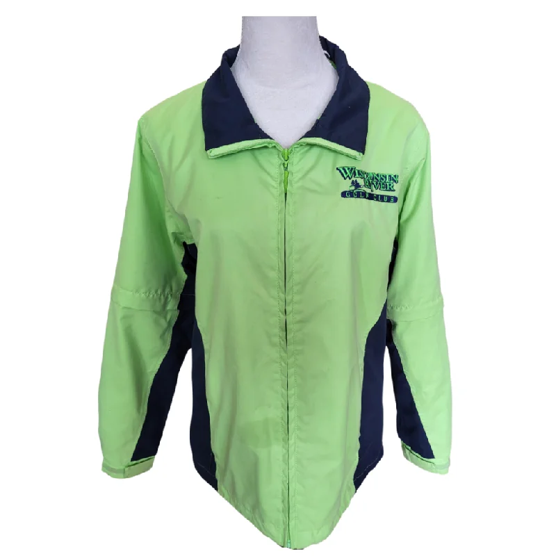 The Weather Co Women's Lime & Navy Full Zip Rain Jacket w/ Logo Size S MSP$75 Cardigan Sweater Pullover