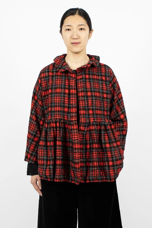 Torte Wave Jacket Tartan Notch Collar Peter Pan Collar Cowl Neck