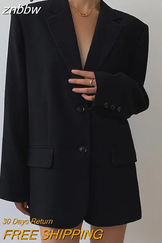 znbbw 2023 Autumn Oversize Long Sleeve Black Women Blazer Normcore Style Loose BF Ladies Suit Blazers Work Clothing Jacket Coat Collared Jacket Crew Neck Jacket Turtle Neck Jacket