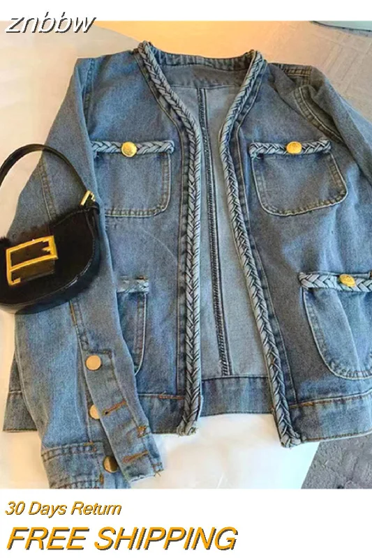 znbbw Denim Jacket for Women Casual Oversized Loose Jean Jackets 2023 New Autumn Ladies Long Sleeve Coat Cardigan Outerwear Wool Jacket Cashmere Jacket Tweed Jacket