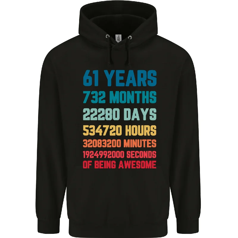 61st Birthday 61 Year Old Mens 80% Cotton Hoodie Hoodie with Crew Neck Simple Timeless