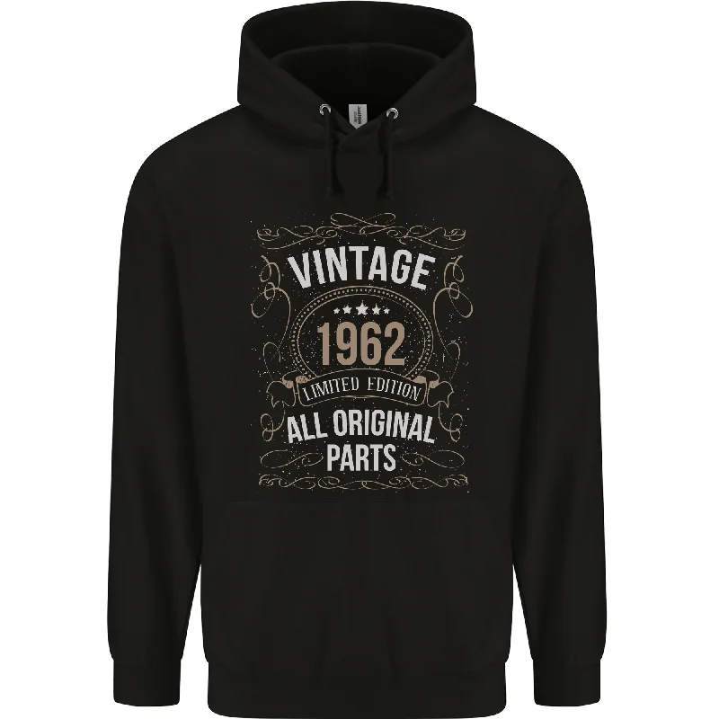 62nd Birthday Limited Edition 1962 Mens 80% Cotton Hoodie Hoodie with Hem Applique Textured Unique