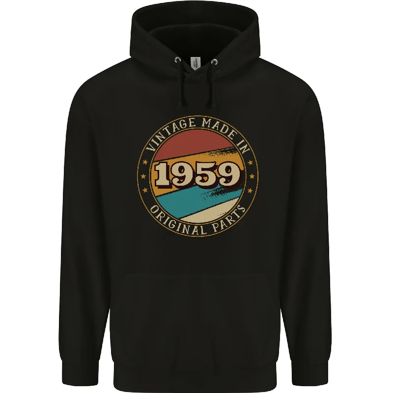 65th Birthday  Vintage Made In 1959 Mens 80% Cotton Hoodie Hoodie with Cropped Fit Short Trendy