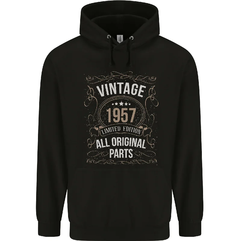 67th Birthday Limited Edition 1957 Mens 80% Cotton Hoodie Hoodie with Monochrome Minimalist Simple