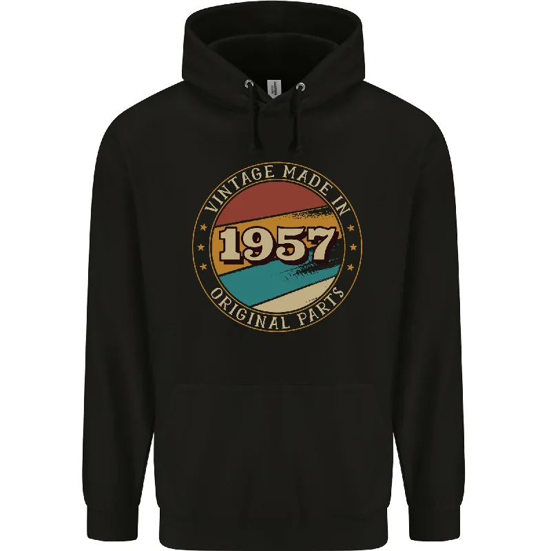 67th Birthday  Vintage Made In 1957 Mens 80% Cotton Hoodie Hoodie with Thumb Holes Functional Cozy