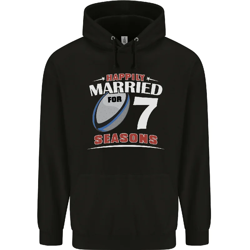 7 Year Wedding Anniversary 7th Rugby Mens 80% Cotton Hoodie Hoodie with Hem Lace Feminine Delicate