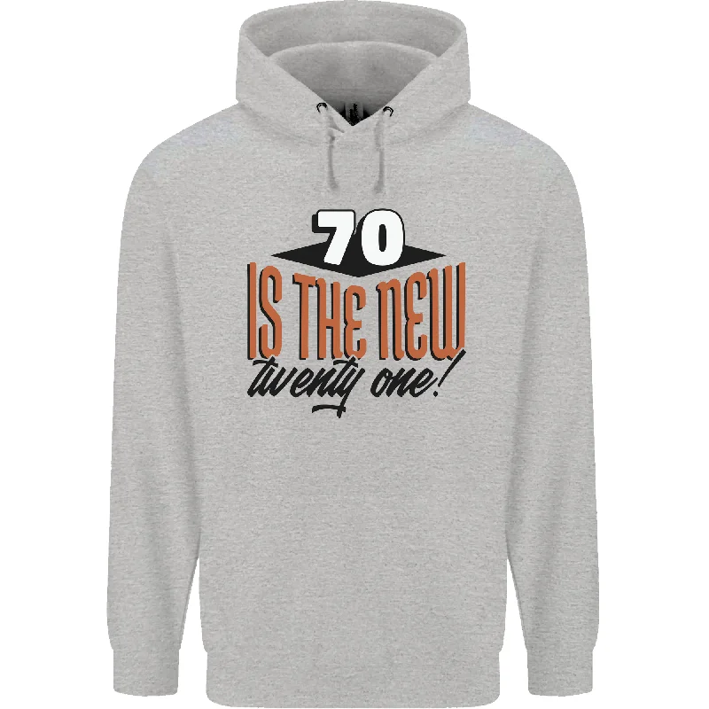 70th Birthday 70 is the New 21 Funny Mens 80% Cotton Hoodie Hoodie with Tie-Dye Psychedelic Retro