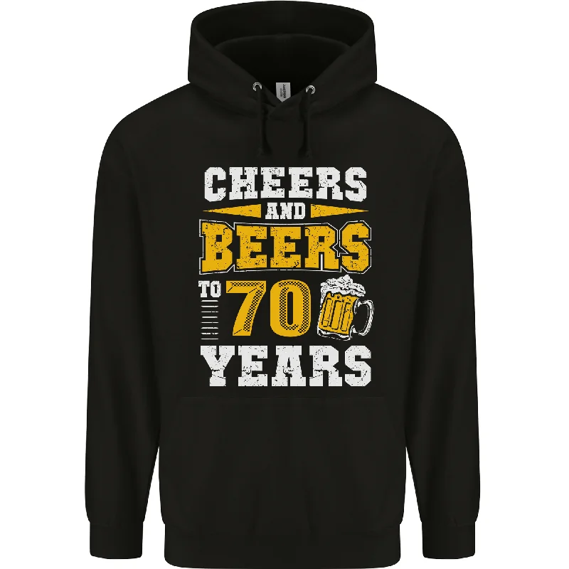 70th Birthday 70 Year Old Funny Alcohol Mens 80% Cotton Hoodie Hoodie with Hem Embroidery Detailed Premium