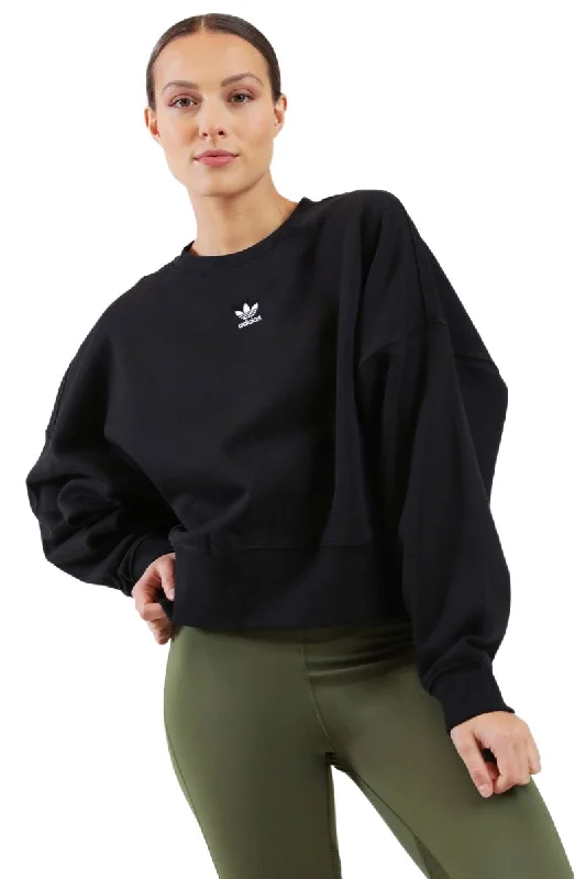 Adidas Adicolor Essentials Fleece Women's Sweatshirt Black Hoodie with Button Classic Timeless