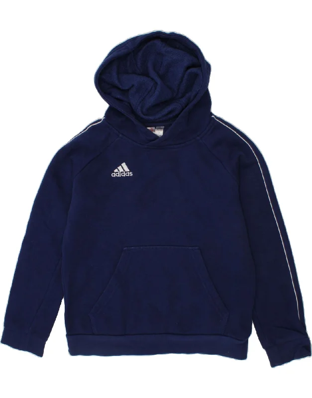 ADIDAS Boys Hoodie Jumper 9-10 Years Navy Blue Cotton Hoodie with Ribbed Cuffs Snug Fit Comfort