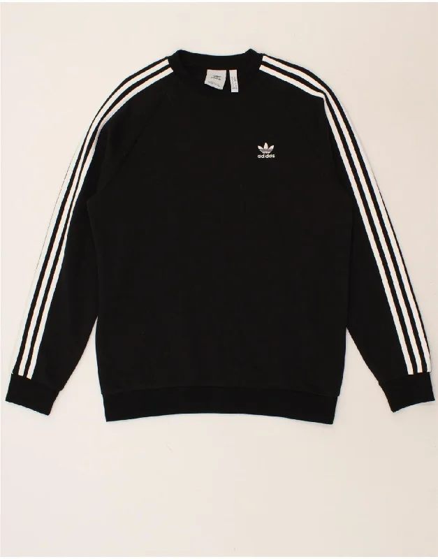 ADIDAS Mens Sweatshirt Jumper Medium Black Cotton Hoodie with Reflective Safety Nightwear