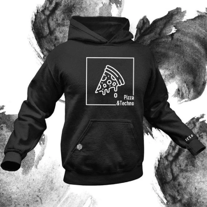 Pizza & Techno Premium Hoodie Hoodie with Magnetic Closure Innovative Modern