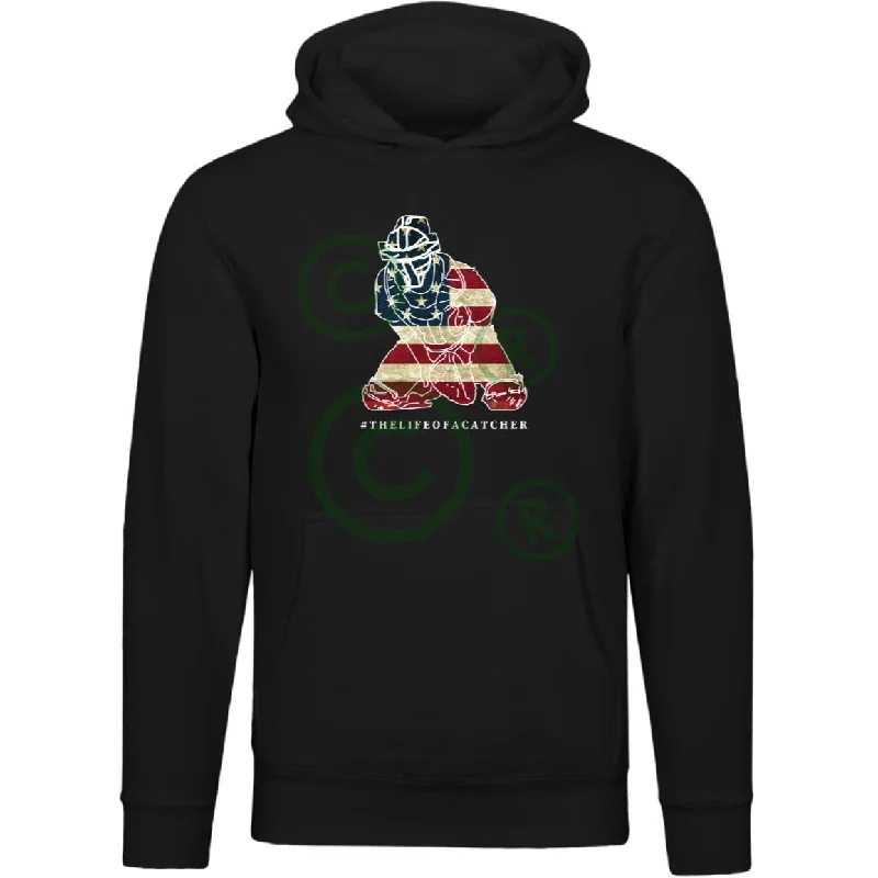 American Flag Catcher Unisex Premium Hoodie Hoodie with Lining Warm Insulated