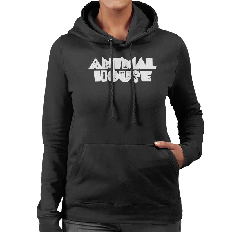 Animal House White Logo Women's Hooded Sweatshirt Hoodie with Camouflage Military Edgy