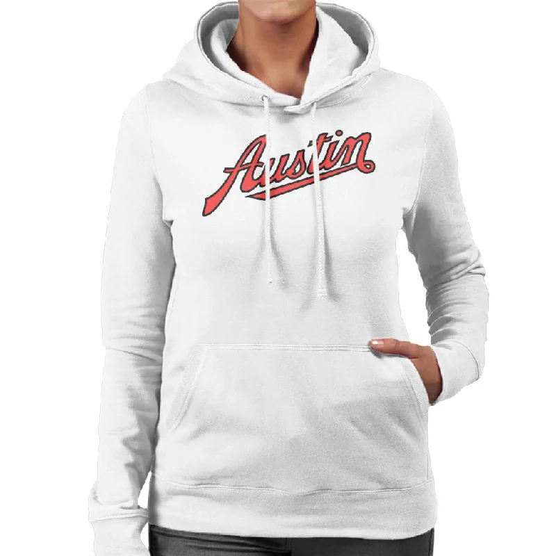 Austin Logo British Motor Heritage Women's Hooded Sweatshirt Hoodie with Ribbed Neckline Snug Warm