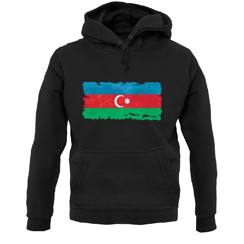 Azerbaijan Grunge Style Flag Unisex Hoodie Hooded Sweatshirt Casual Wear Street Style