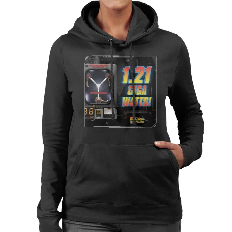 Back to the Future 121 Gigawatts Women's Hooded Sweatshirt Hoodie with Puffed Sleeves Voluminous Trendy