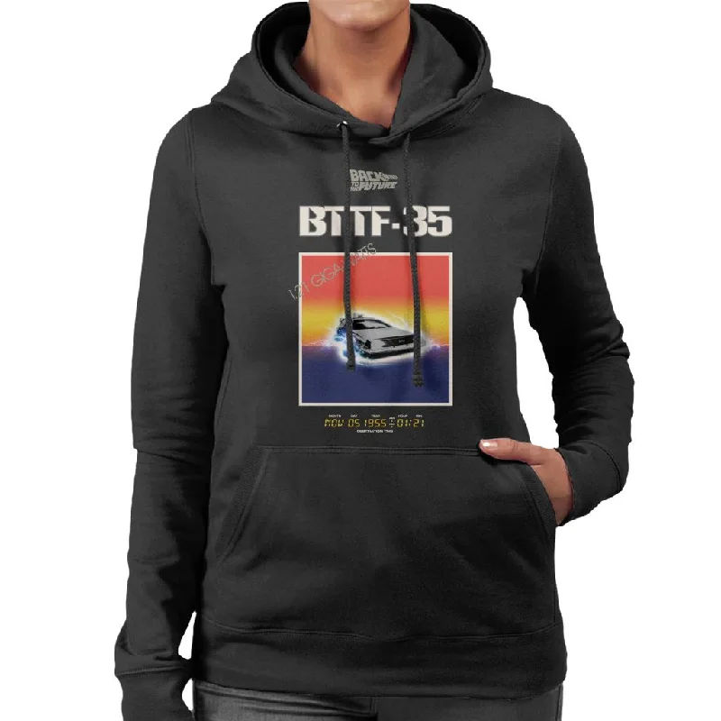 Back to the Future 35th Anniversary Sunset Women's Hooded Sweatshirt Hoodie with Toggle Buttons Decorative Unique