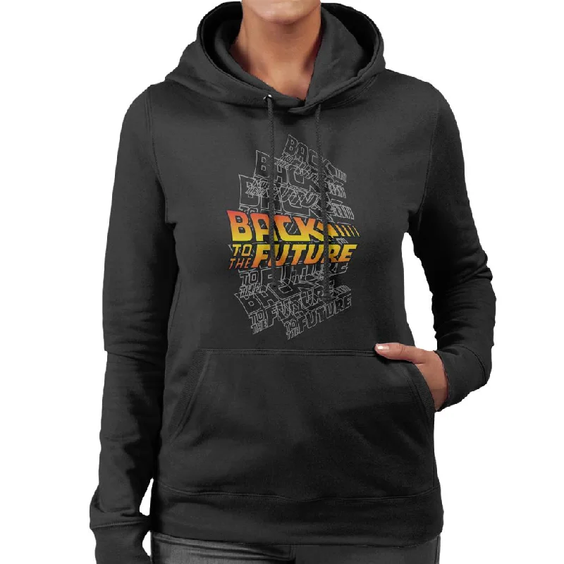 Back to the Future Classic Logo Montage Women's Hooded Sweatshirt Hoodie with Relaxed Fit Easy Casual