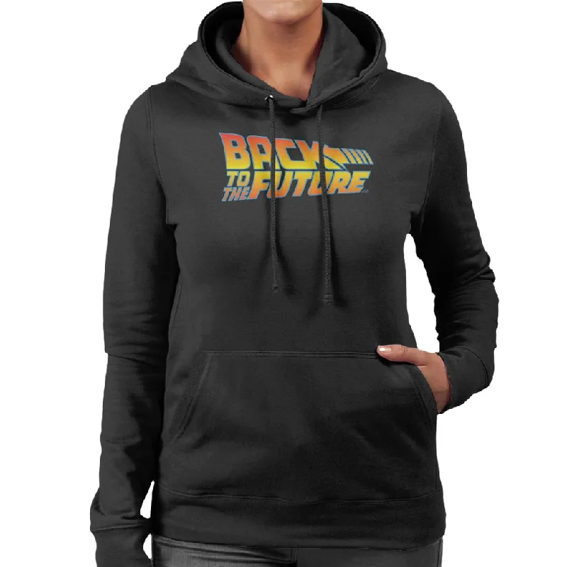 Back to the Future Classic Movie Logo Women's Hooded Sweatshirt Hoodie with Belted Waist Structured Tailored