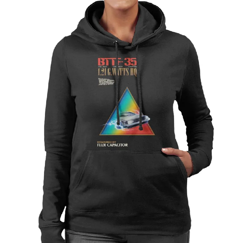 Back to the Future Delorean 1 21 G Watts Hq Colour Fade Women's Hooded Sweatshirt Hoodie with Tied Waist Feminine Flattering