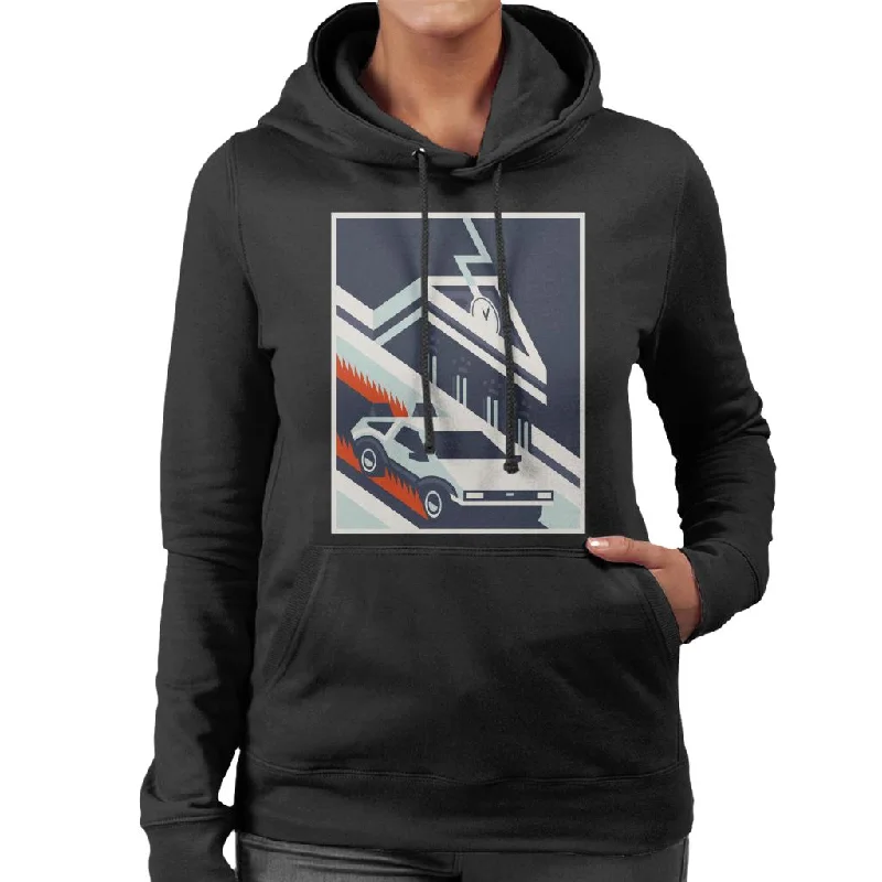 Back to the Future Delorean By Hill Valley Women's Hooded Sweatshirt Hoodie with Illustration Artistic Creative