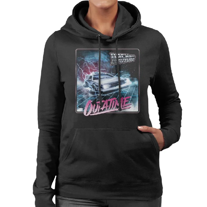 Back to the Future Delorean Lightning Outatime Women's Hooded Sweatshirt Hoodie Crop Top Short Trendy